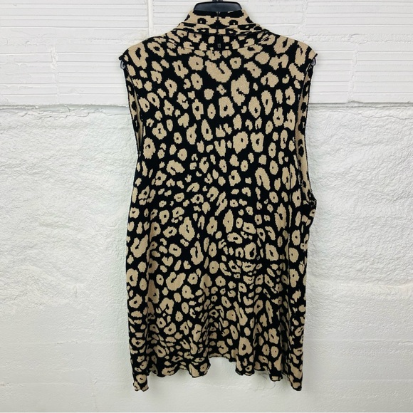 Ruby Rd. Black and Tan Animal leopard Print sleeveless open front cardigan SZ 1X - Picture 7 of 10